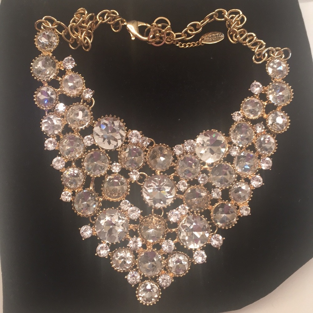 Crystal bib statement necklace